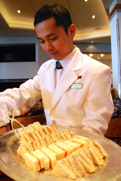 Cucumber and salmon sandwiches at High Tea.