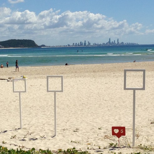 #instalife by Claire Sewell (New South Wales). A comment on "instagramming your life". That's Surfers Paradise in the distance.