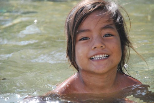 Swimming off the island of Gizo, kids just having fun!