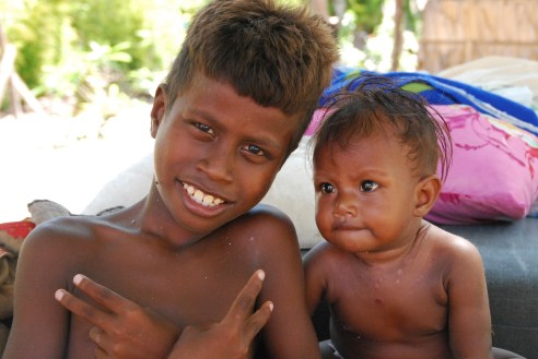 Big brother, watching his little brother, Gizo.